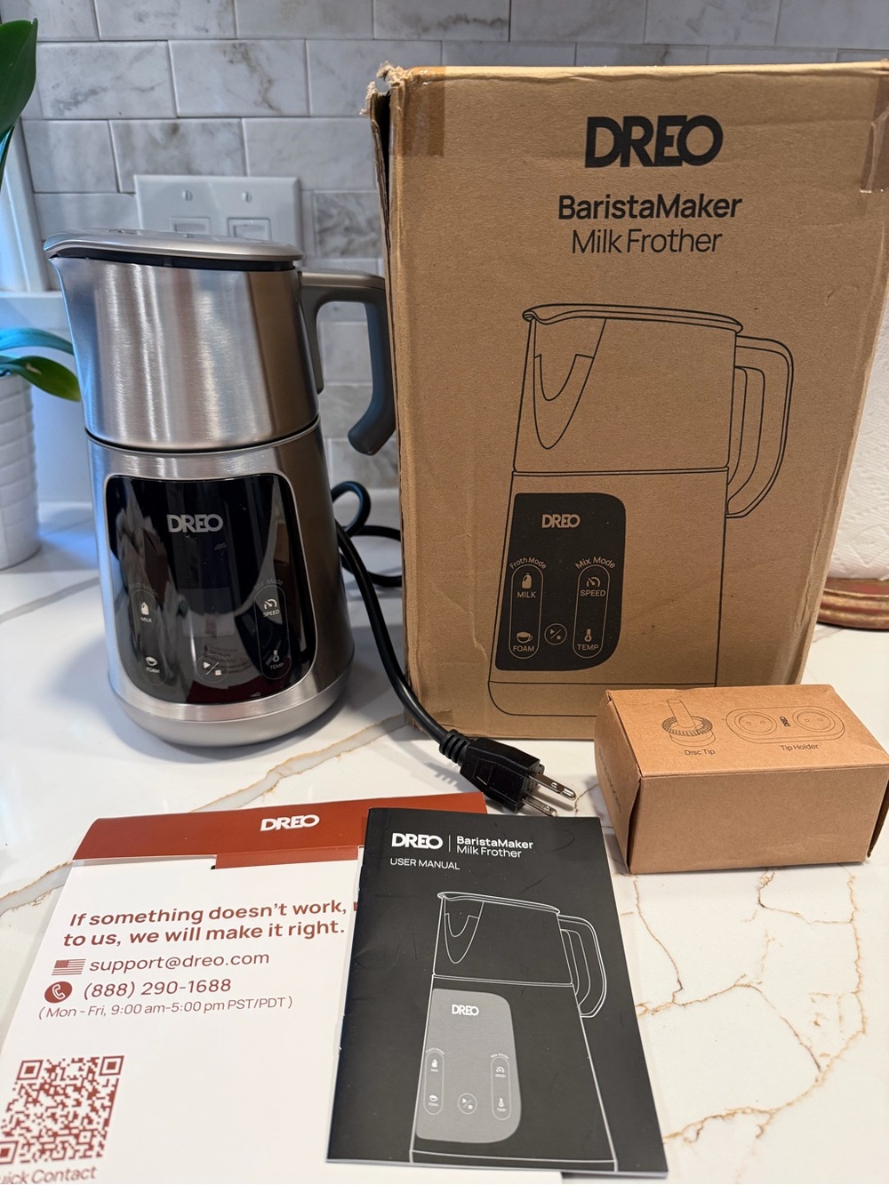 BaristaMaker Milk Frother - Stainless Steel Silver/Black
